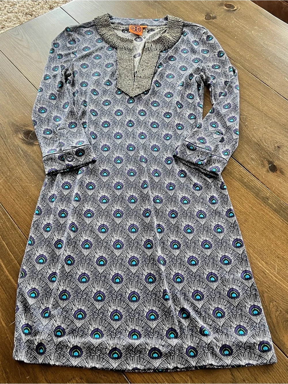Tory Burch silk peacock tunic dress-small